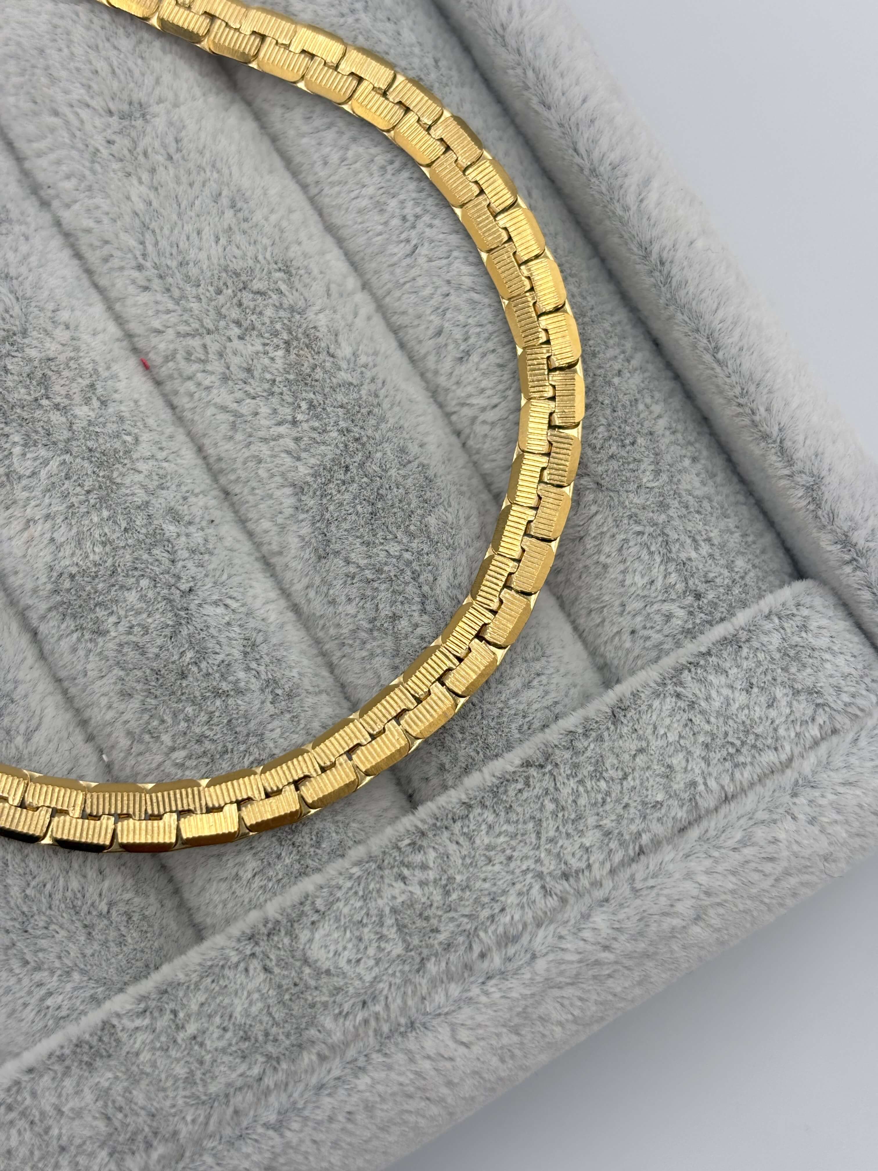 ÇELİK KARE DESENLİ GOLD KOLYE 
